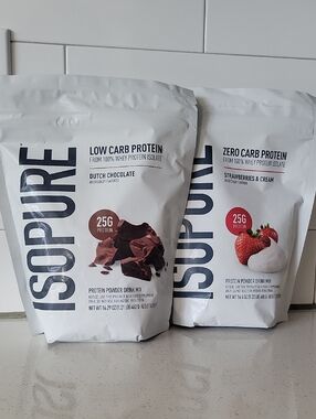 ISOPURE 25g Protein Powder - Chocolate 1.01 Lbs & Strawberries Cream 1.02 Lbs